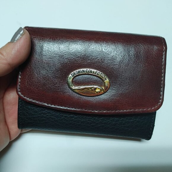 Design Collection Women Black Burgundy Leather Wallet Snap closure, Gift for Her - Picture 10 of 11